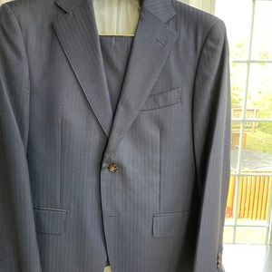 SuitSupply Napoli fit blue herringbone suit size 38S